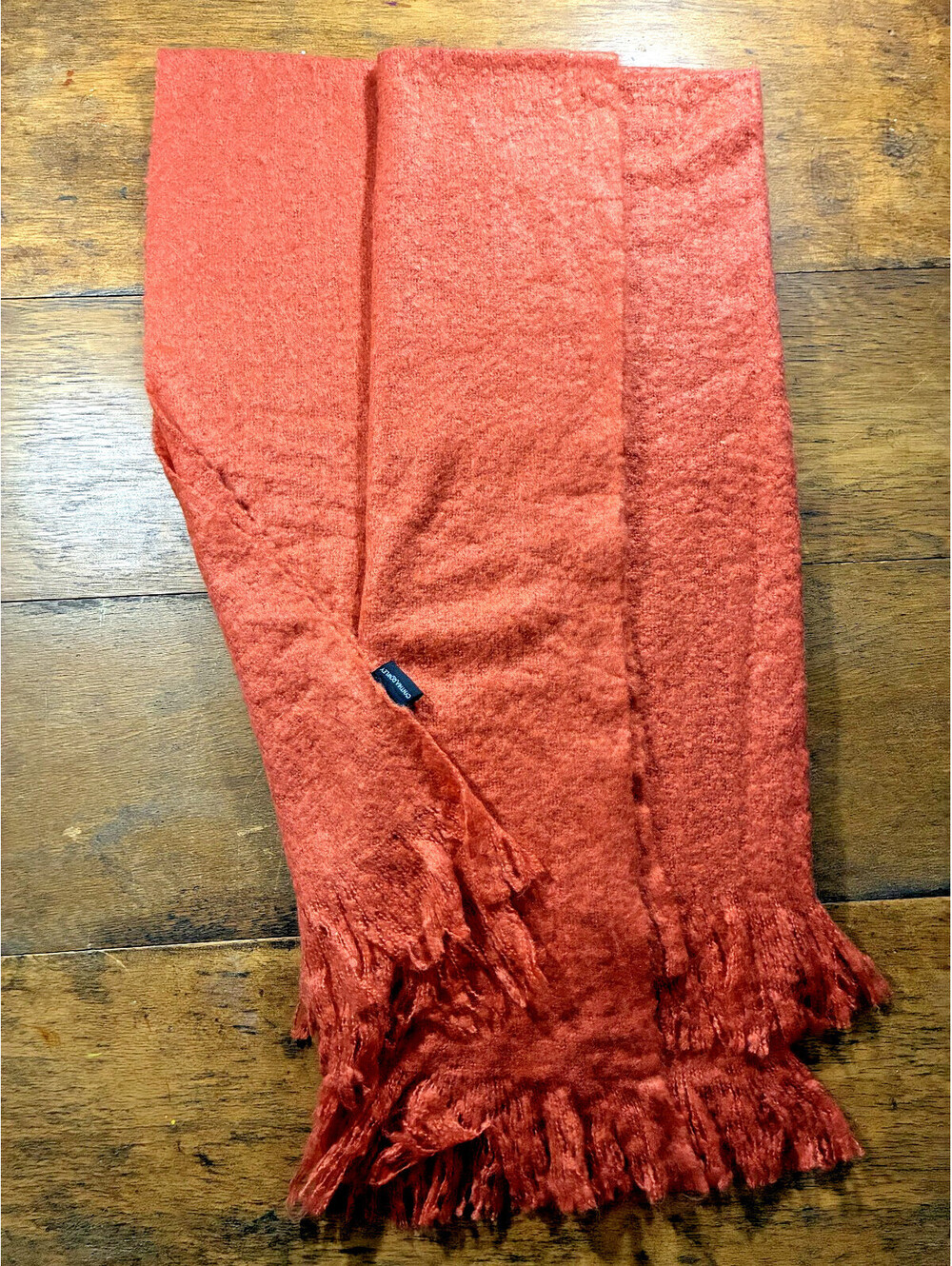 Cynthia Rowley Faux Mohair Fringed Throw Blanket (Coral)
